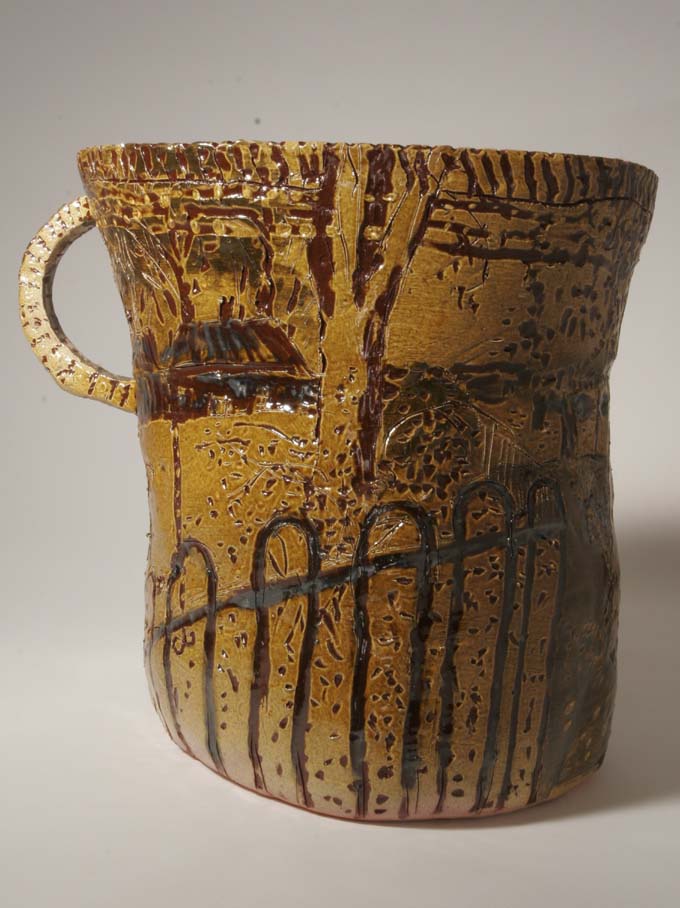 Large jug with lead glaze by kerry jameson